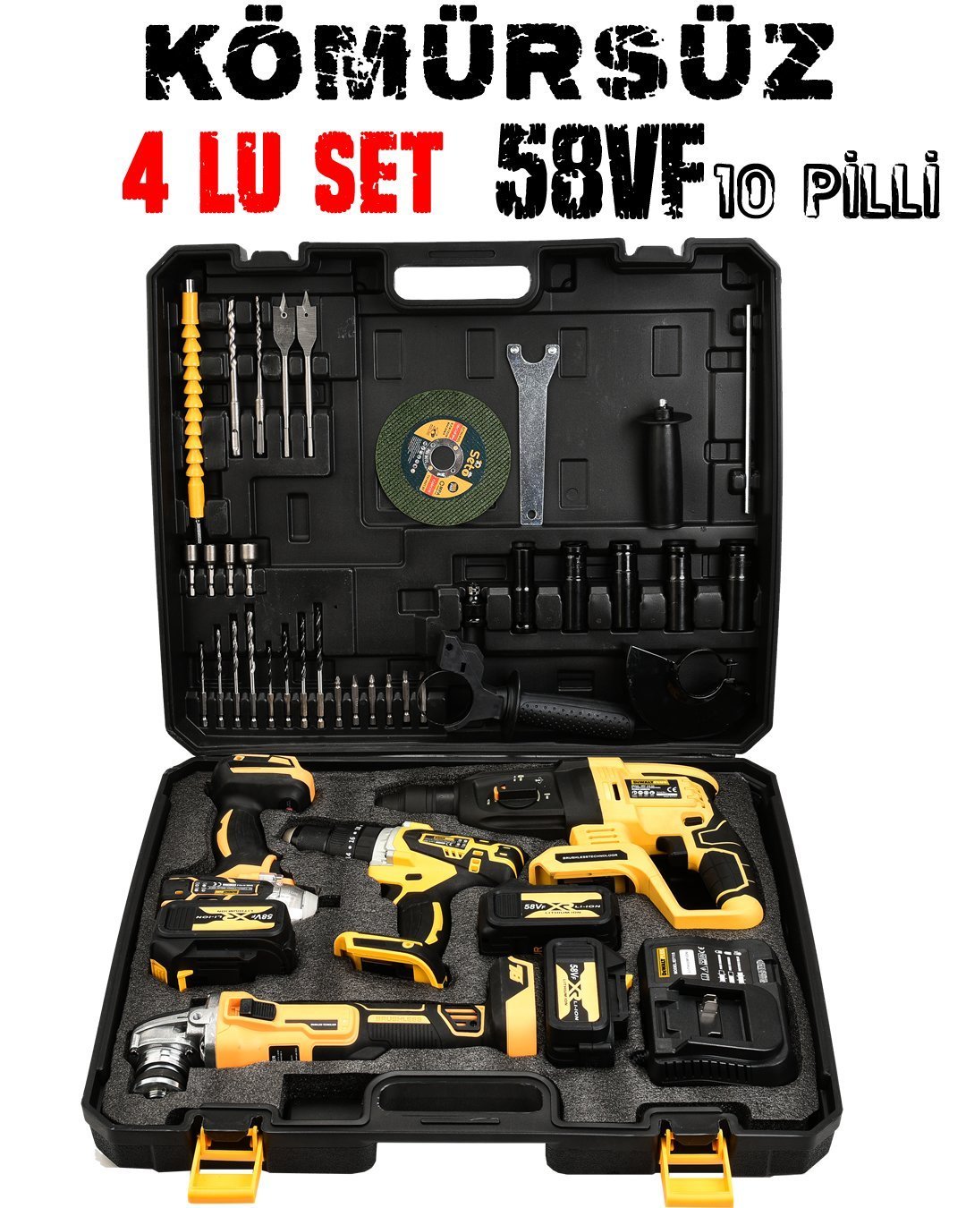 Dewalt Plus DP001 Akülü Ultra 4lü Set Makina 58vf 5ah 125mm Avuç Taşlama, Sds Plus Kırıcı Delici Hilti, Somun Sıkma Sökme, Vidalama Matkap model fiyatlar