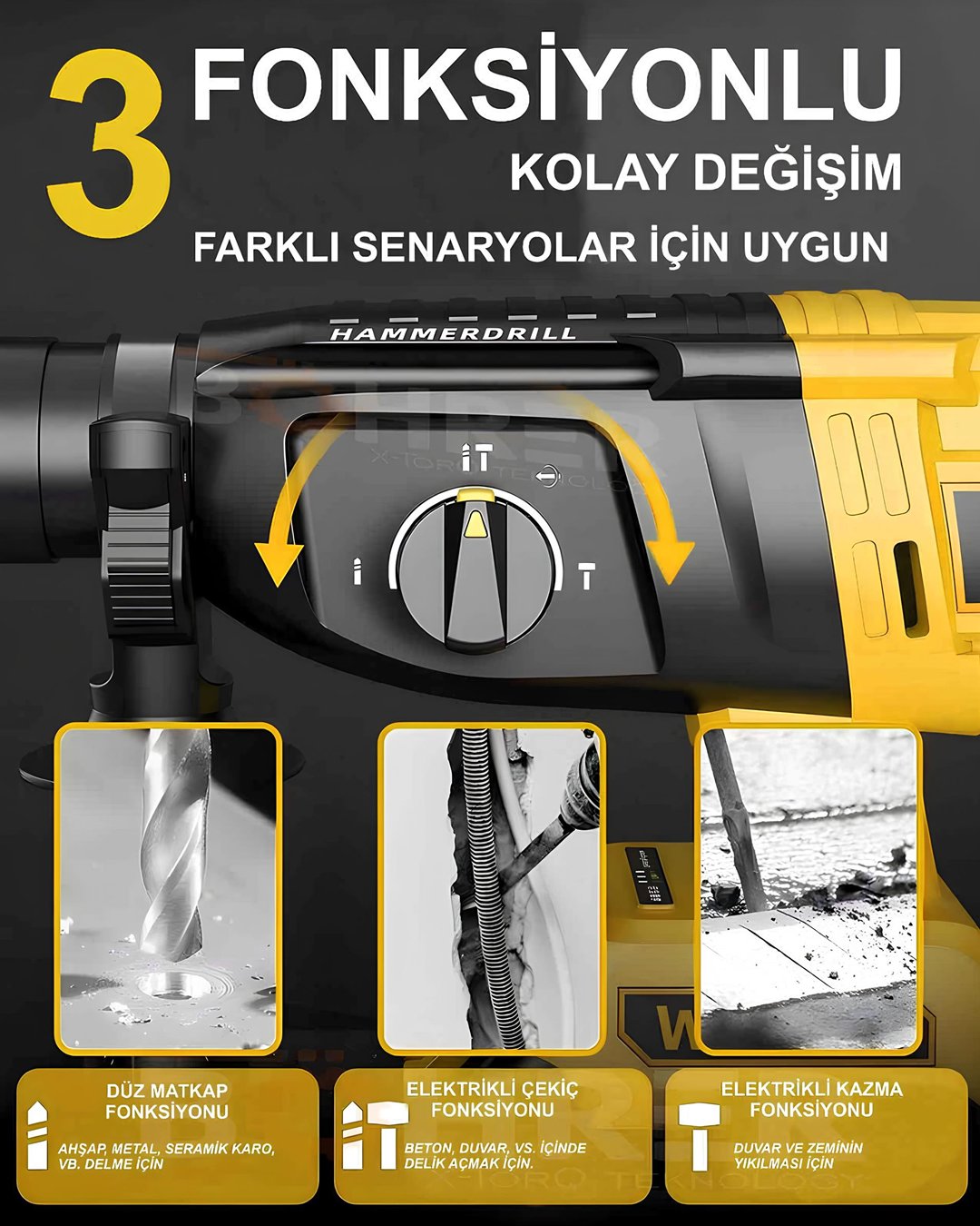 DewaltPlus DWP003 Profesyonel Akülü Kömürsüz Kırıcı Delici Hilti 88Vf (Sarı) model ve fiyatlar