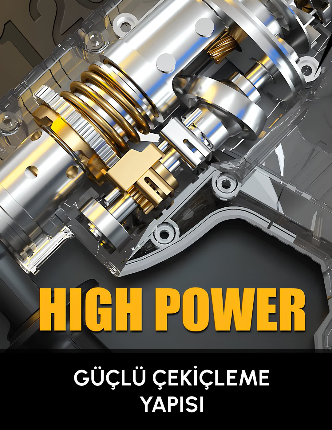 DewaltPlus DWP003 Profesyonel Akülü Kömürsüz Kırıcı Delici Hilti 88Vf (Sarı) kömürsüz motor yapısı