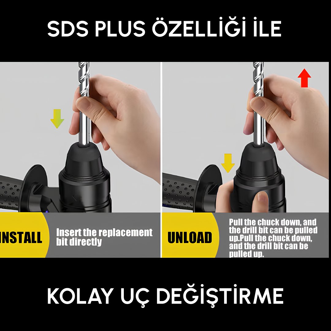 DewaltPlus DWP003 Profesyonel Akülü Kömürsüz Kırıcı Delici Hilti 88Vf (Sarı) özellikler