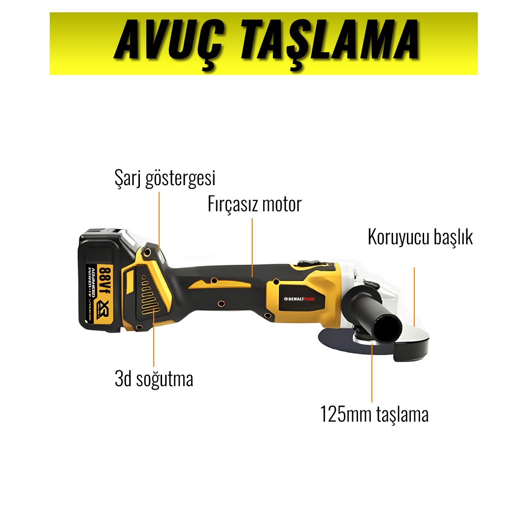 DewaltPlus DWP006 Akülü Süper 5li Set Makina 88vf 5ah avuç taşlama özellikleri