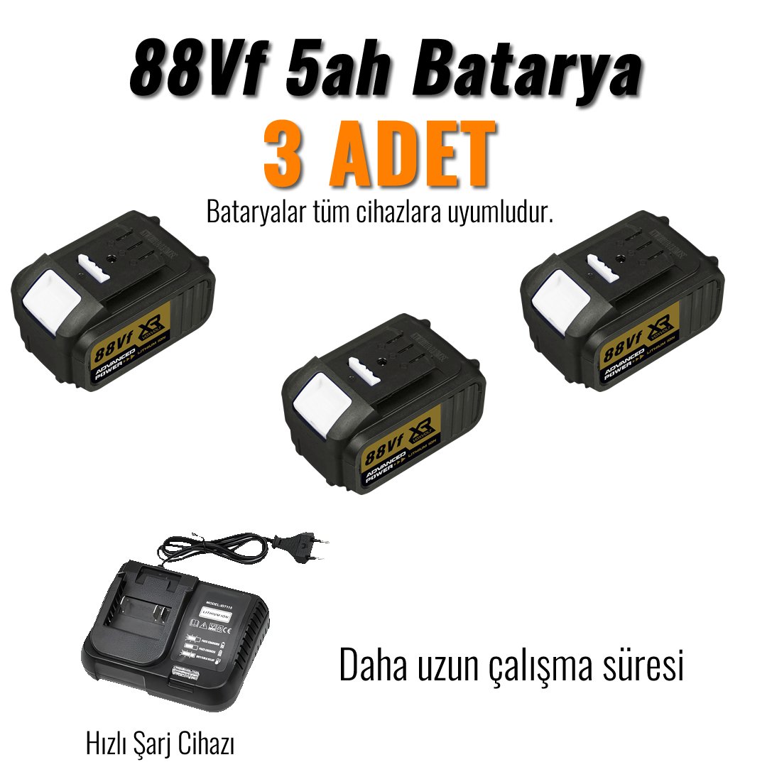 DewaltPlus DWP006 Akülü Süper 5li Set Makina 88vf 5ah bataryalar