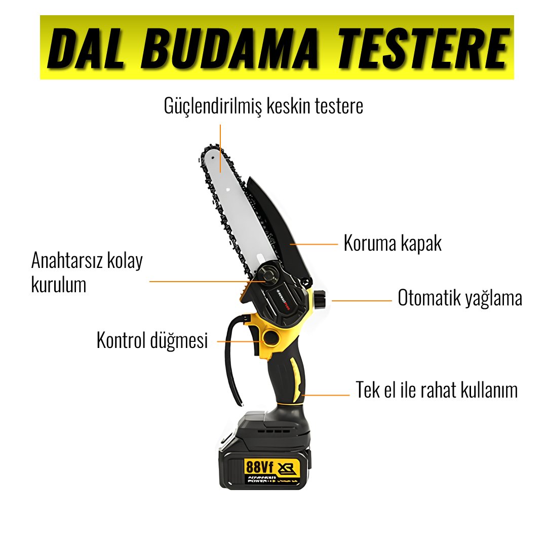 DewaltPlus DWP006 Akülü Süper 5li Set Makina 88vf 5ah budama testere özellikleri