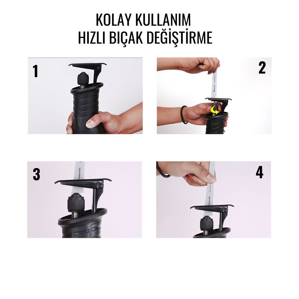 DewaltPlus DWP007 Akülü Kömürsüz Tilki Kuyruğu Testere Kılıç Testere 36v 5ah (Sarı) kurulum