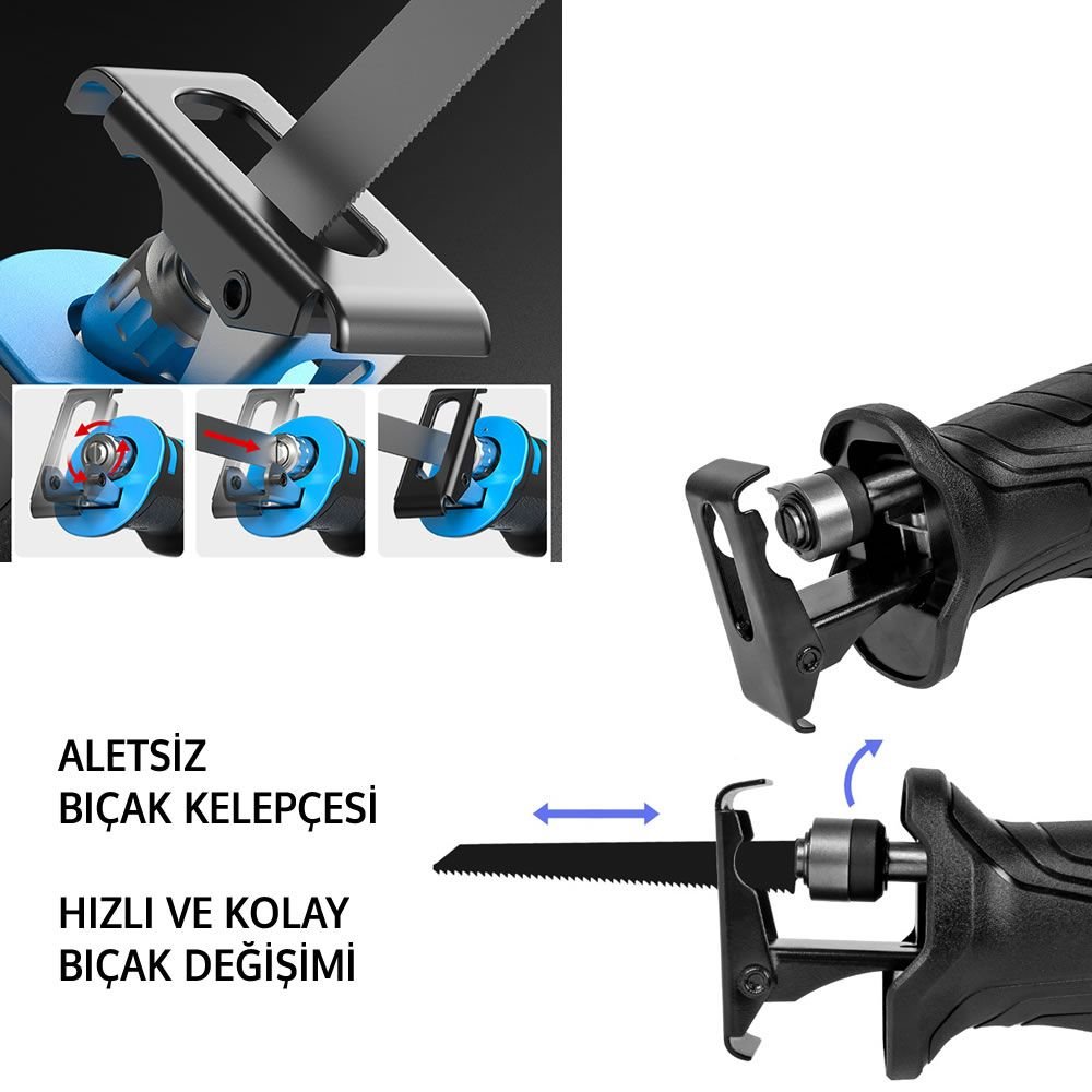DewaltPlus DWP007 Akülü Kömürsüz Tilki Kuyruğu Testere Kılıç Testere 36v 5ah (Sarı) uç girişi