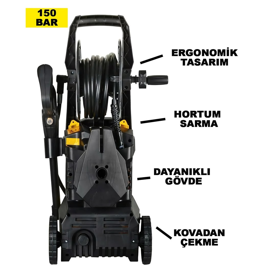 DewaltPlus DWP010 Elektrikli 150 Bar Musluk ve Kovadan Su Çekme Yüksek Basınçlı Bahçe, Oto Yıkama Makinesi (Sarı) teknik özellikler