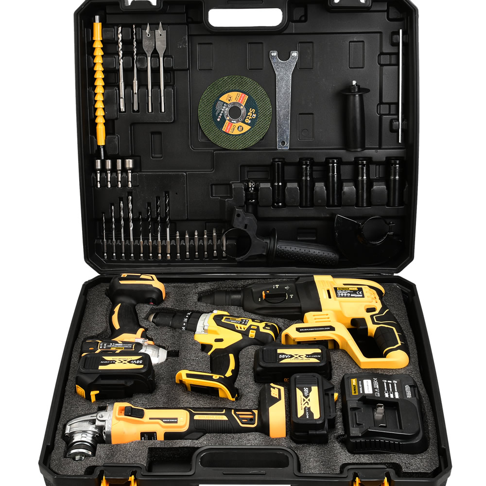 Dewalt Plus DP001 Akülü Ultra Kömürsüz 4lü Set Makina 58vf 5ah 125mm Avuç Taşlama, Sds Plus Kırıcı Delici Hilti, Somun Sıkma Sökme, Vidalama Matkap yorumları